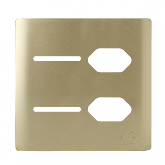 Placa p/ 2 Interruptores + 2 Tomadas 4x4 - Novara Dourado